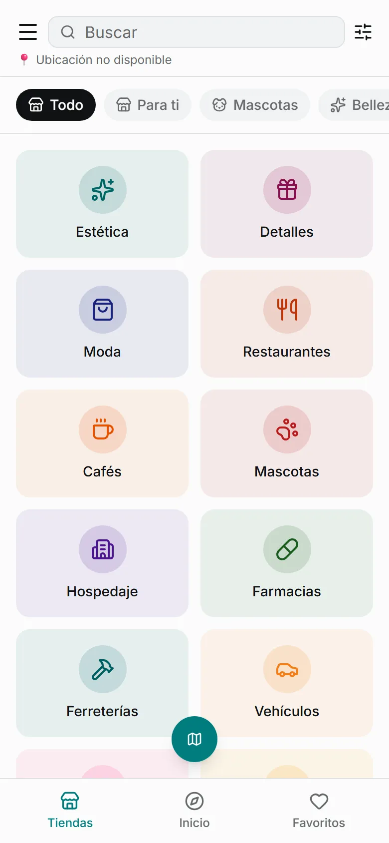 App de Tuwy para clientes: buscador de negocios, categorías y favoritos