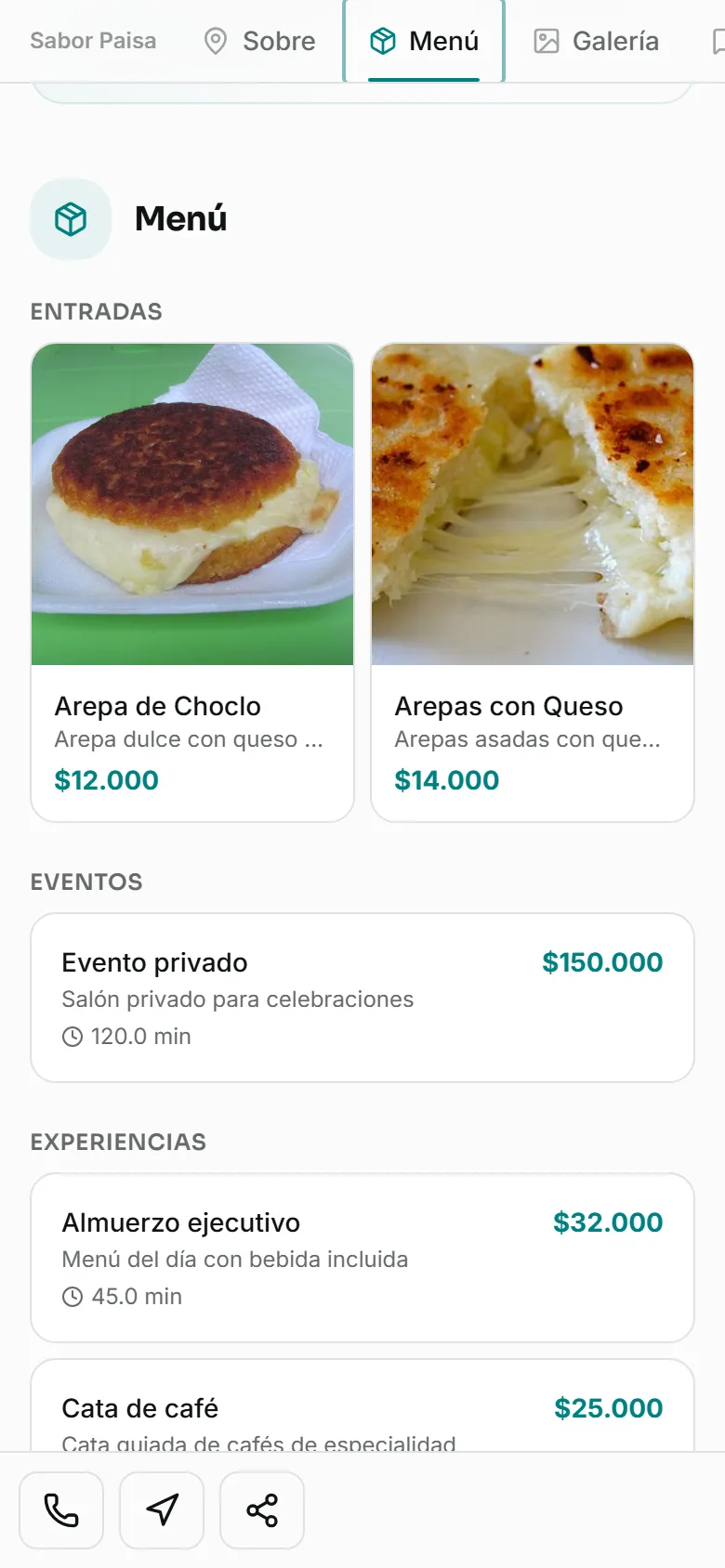 Catálogo o menú digital en Tuwy para restaurantes