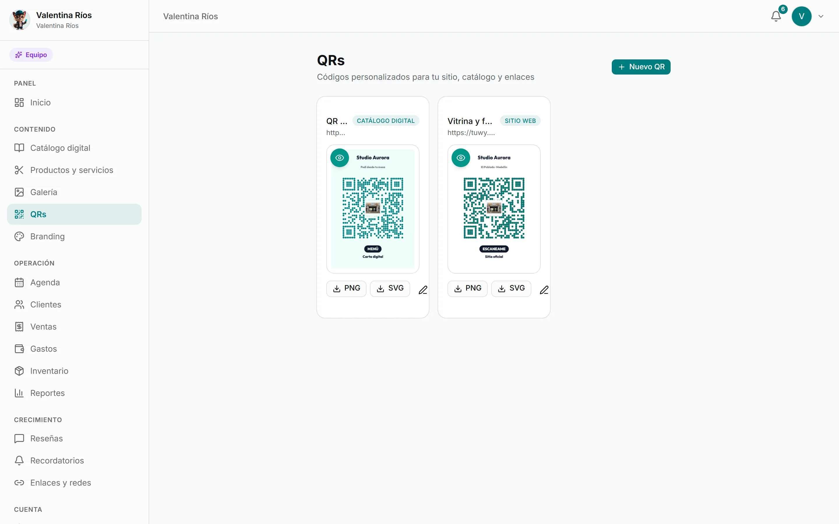 Diseñador de QRs de Tuwy con colores y logo del negocio